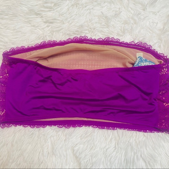 Free People Camila Lace Bandeau Deep Orchid L - Picture 3 of 7